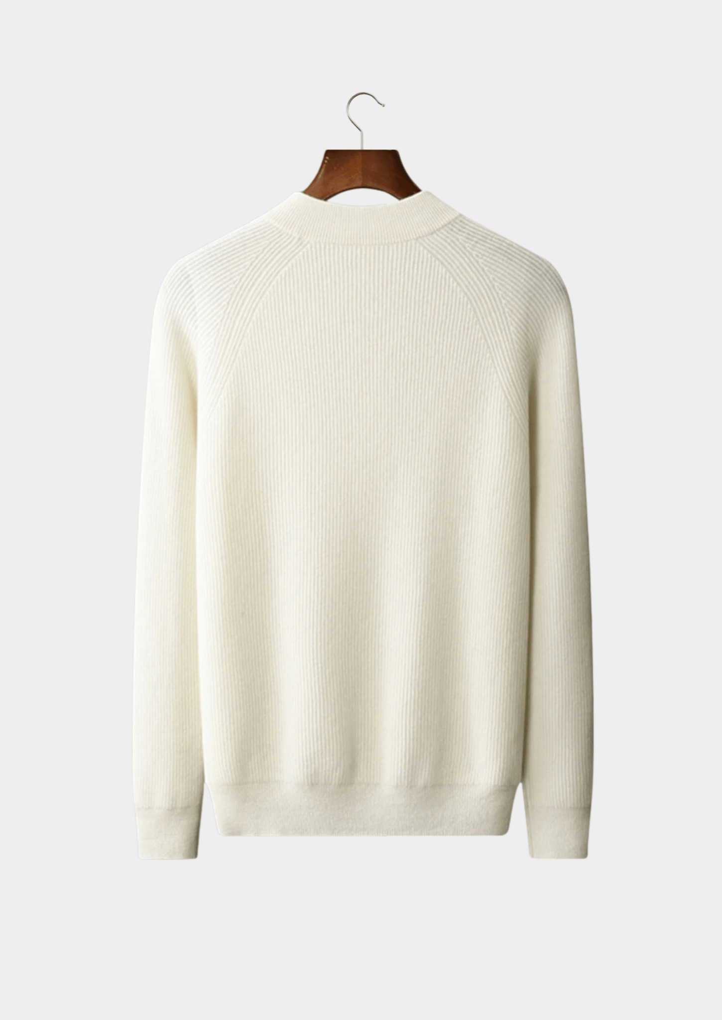 PREMIUM CASHMERE CLASSIC RIBBED HENLEY SWEATER - Derada