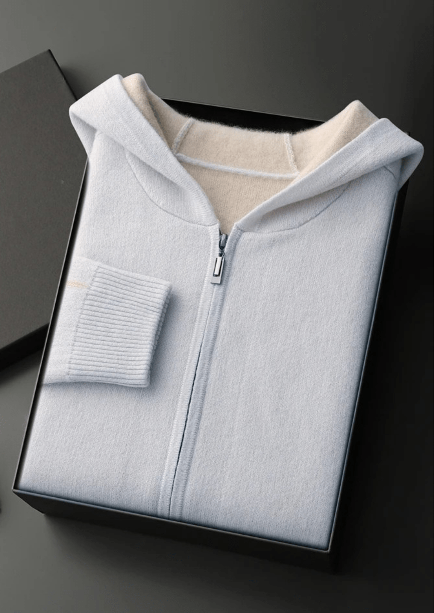 PREMIUM CASHMERE TWO - TONE ZIPPER HOODIE - Derada