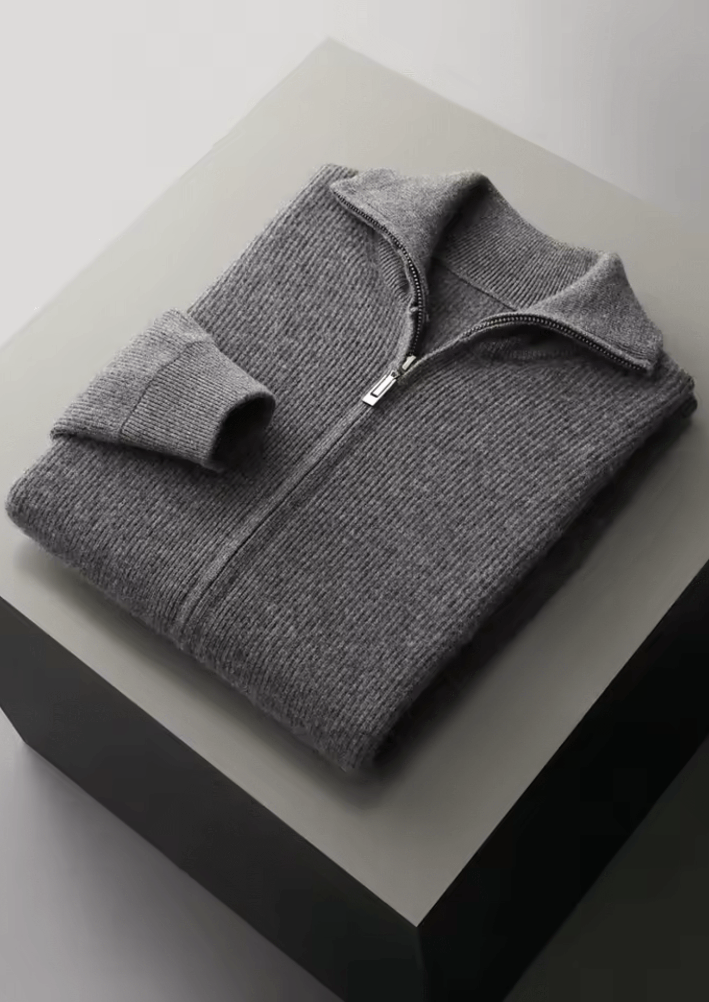 PURE EXTRA - FINE MERINO WOOL RIBBED ZIPPER CARDIGAN - Derada