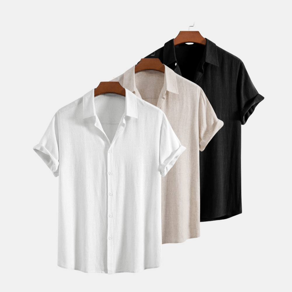 Derada | 3 - pack Zomers Linnen Blend Overhemd - Derada Fashion