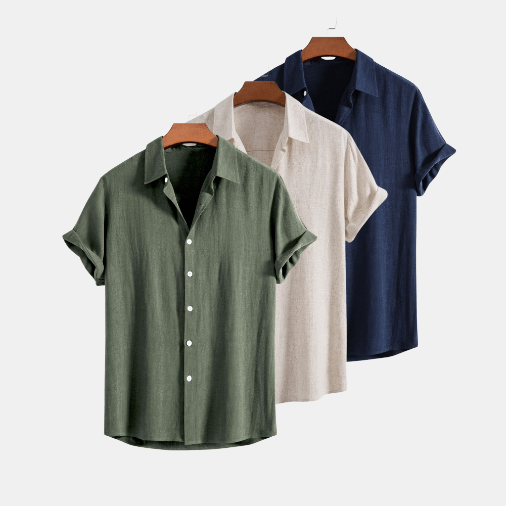 Derada | 3 - pack Zomers Linnen Blend Overhemd - Derada Fashion