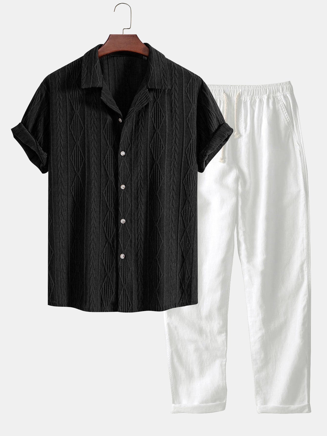 Derada | Geometrisch Jacquard Cubaans Set - Derada Fashion