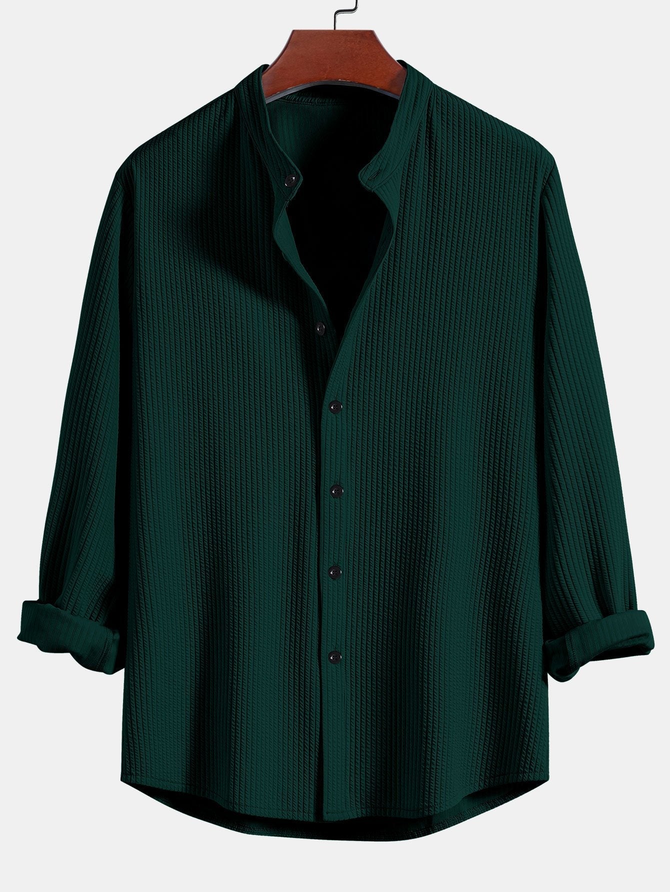 Derada | Geribbeld Stretch Overhemd met Lange Mouwen - Derada Fashion