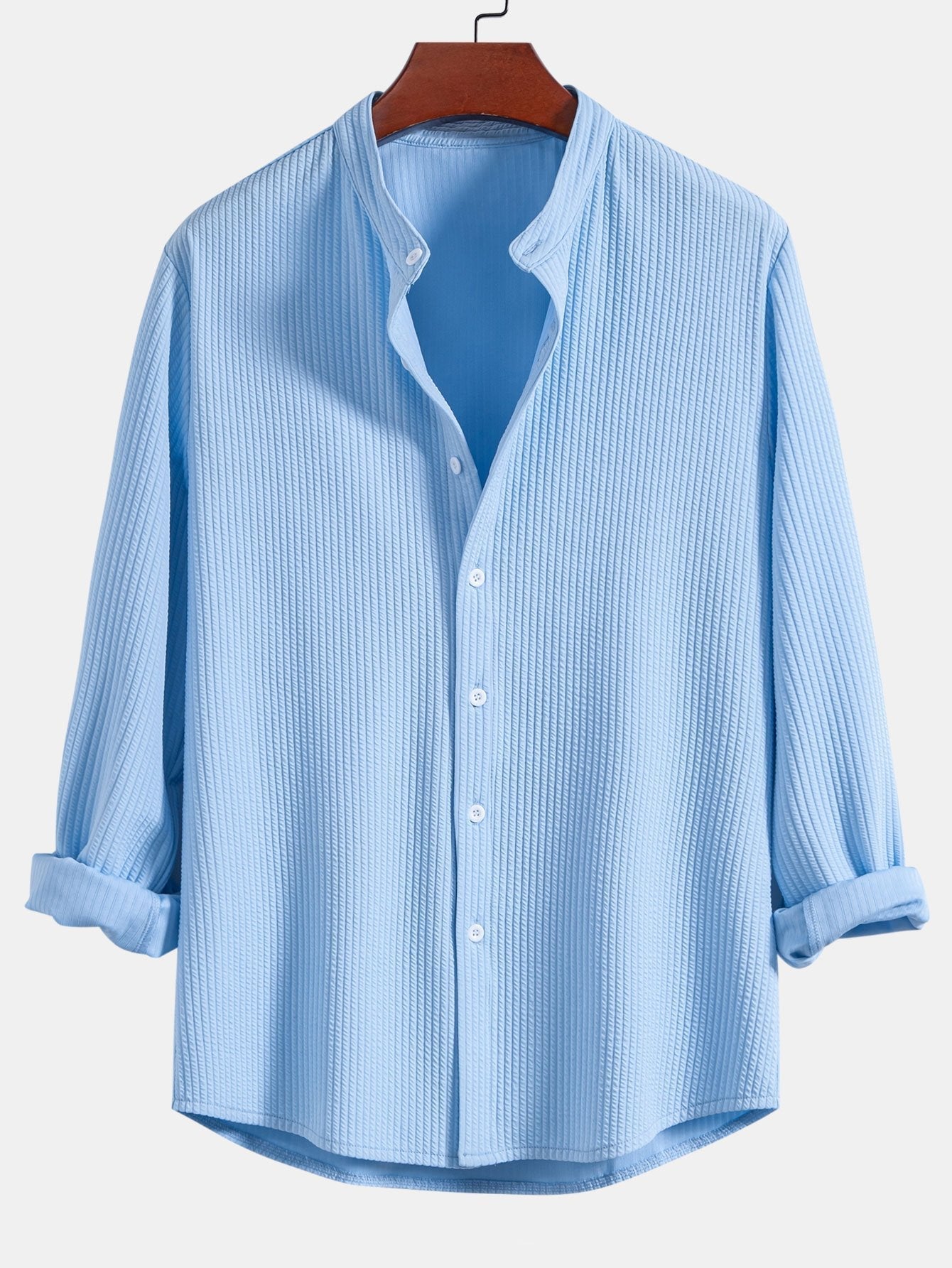 Derada | Geribbeld Stretch Overhemd met Lange Mouwen - Derada Fashion