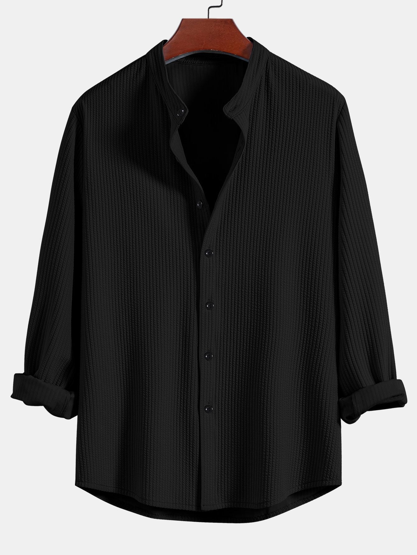 Derada | Geribbeld Stretch Overhemd met Lange Mouwen - Derada Fashion