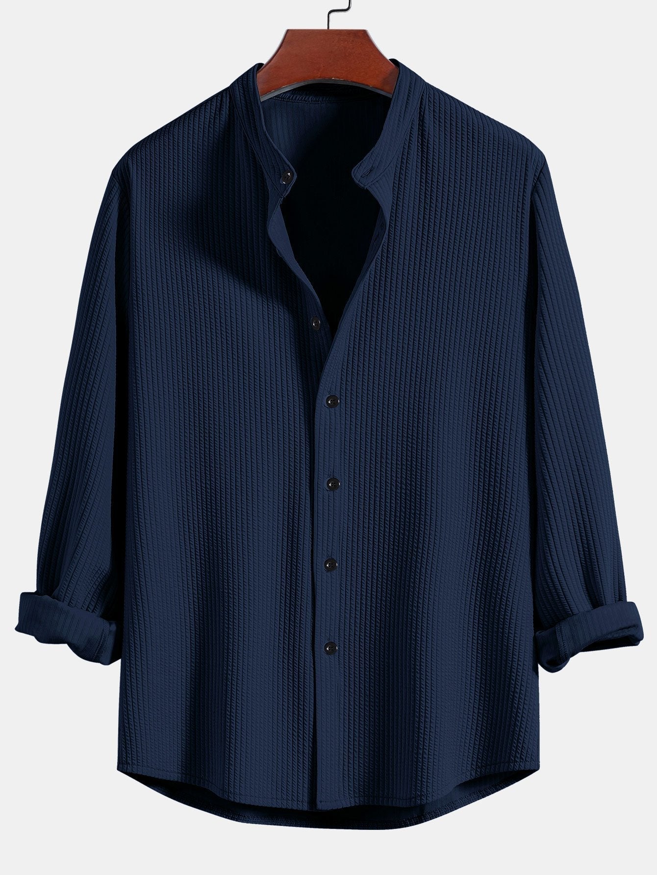 Derada | Geribbeld Stretch Overhemd met Lange Mouwen - Derada Fashion