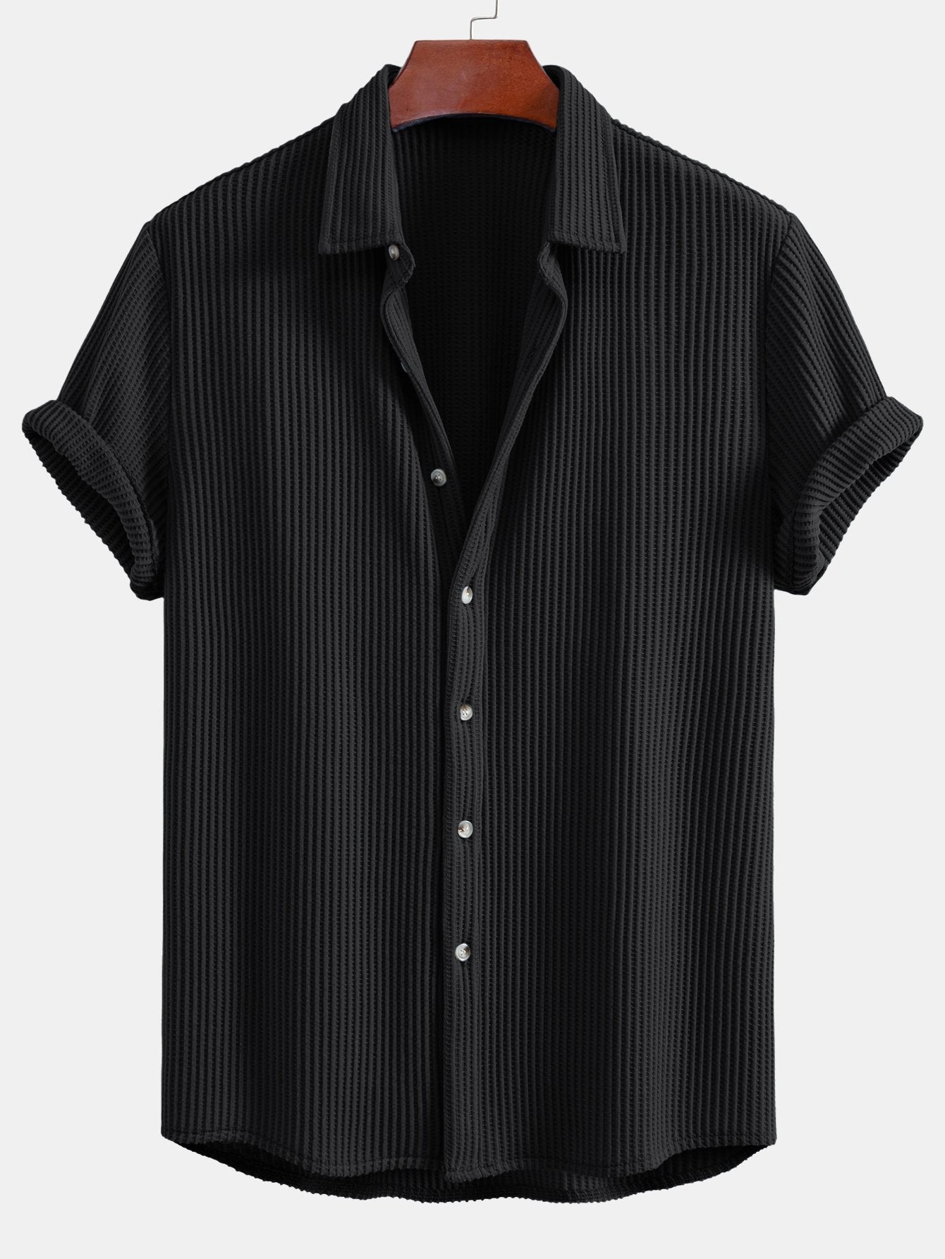 Derada | Wafelstructuur Knoopshirt - Derada Fashion