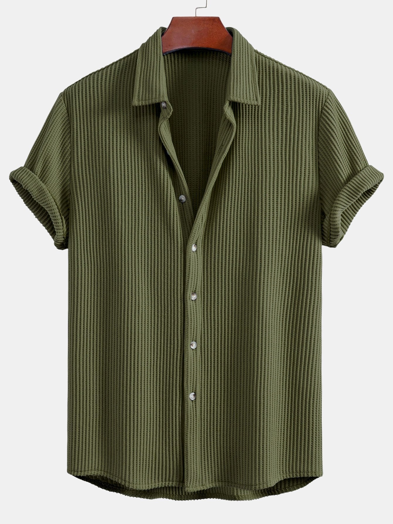 Derada | Wafelstructuur Knoopshirt - Derada Fashion