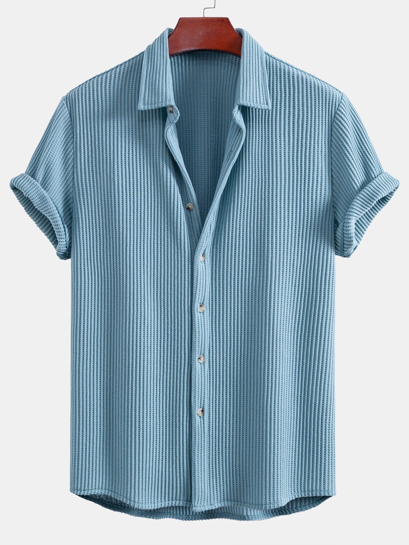 Derada | Wafelstructuur Knoopshirt - Derada Fashion