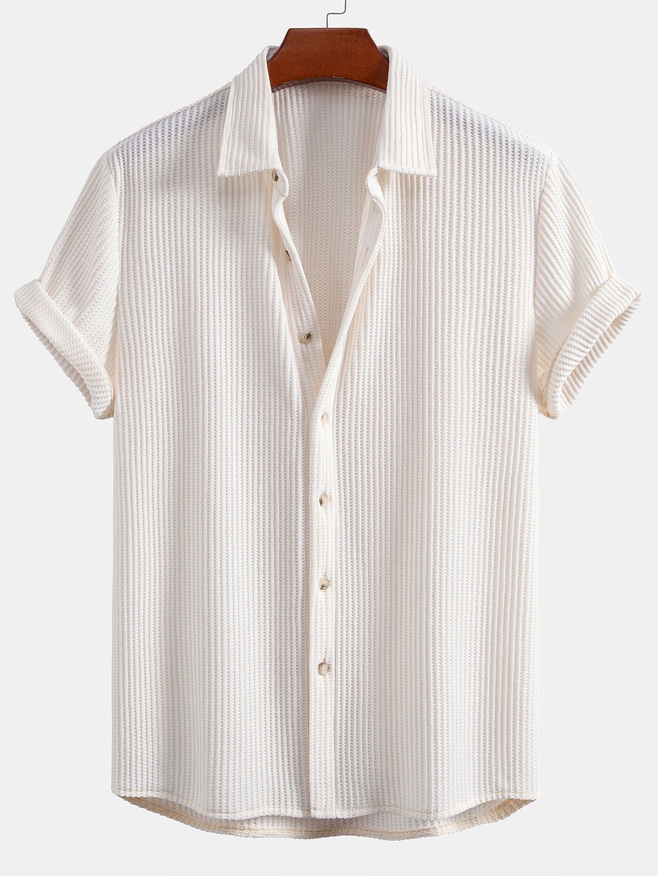Derada | Wafelstructuur Knoopshirt - Derada Fashion