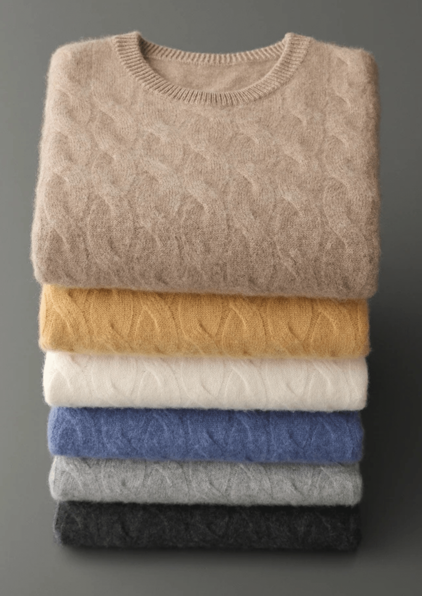 PREMIUM CASHMERE CABLE CREWNECK - Derada