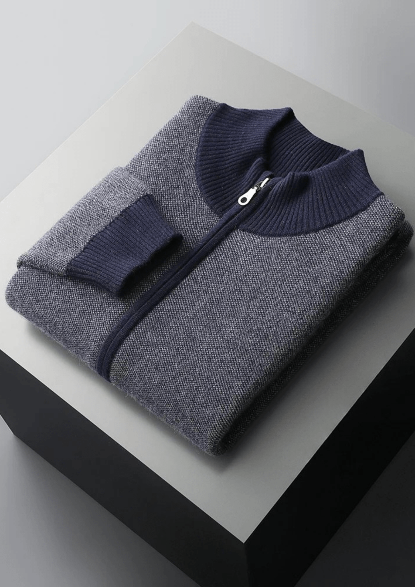 PREMIUM CASHMERE JACQUARD ZIP CARDIGAN - Derada