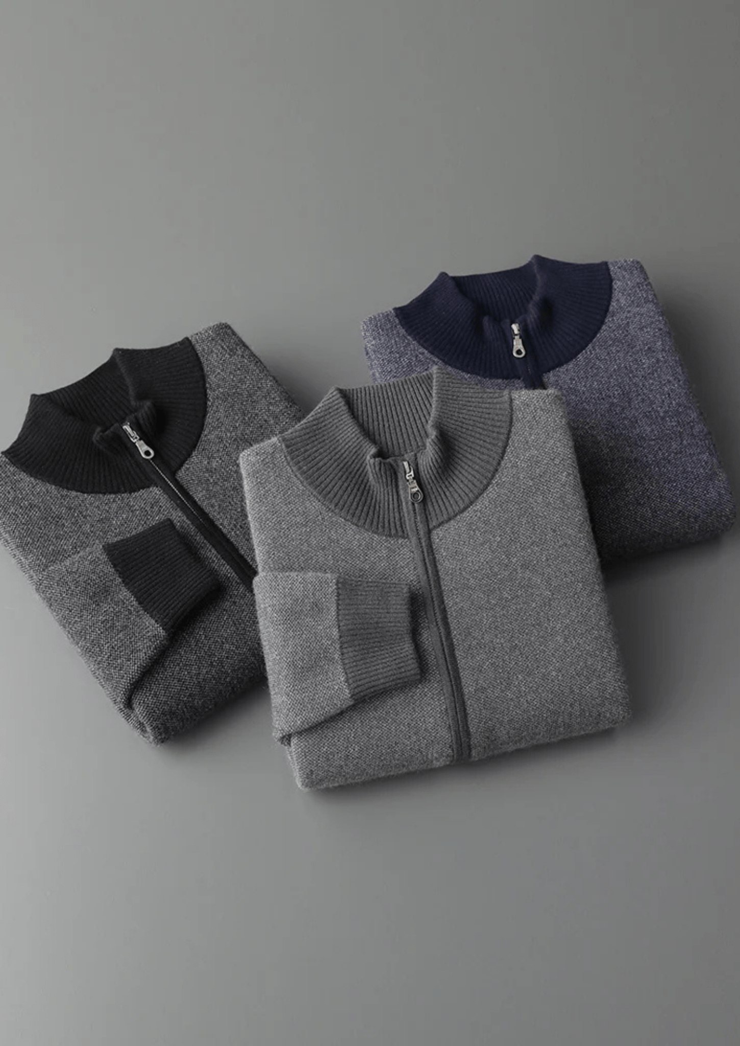 PREMIUM CASHMERE JACQUARD ZIP CARDIGAN - Derada