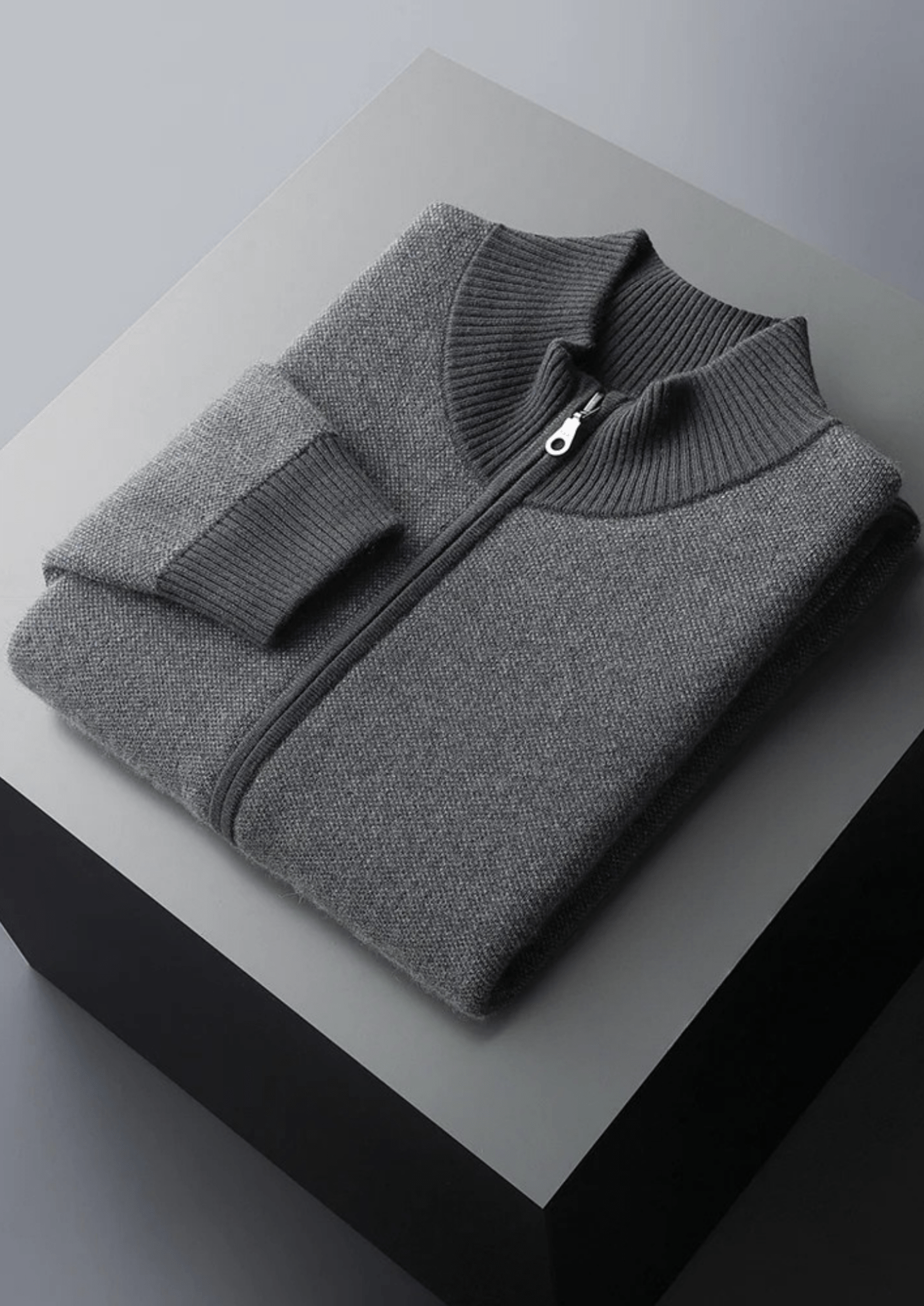 PREMIUM CASHMERE JACQUARD ZIP CARDIGAN - Derada