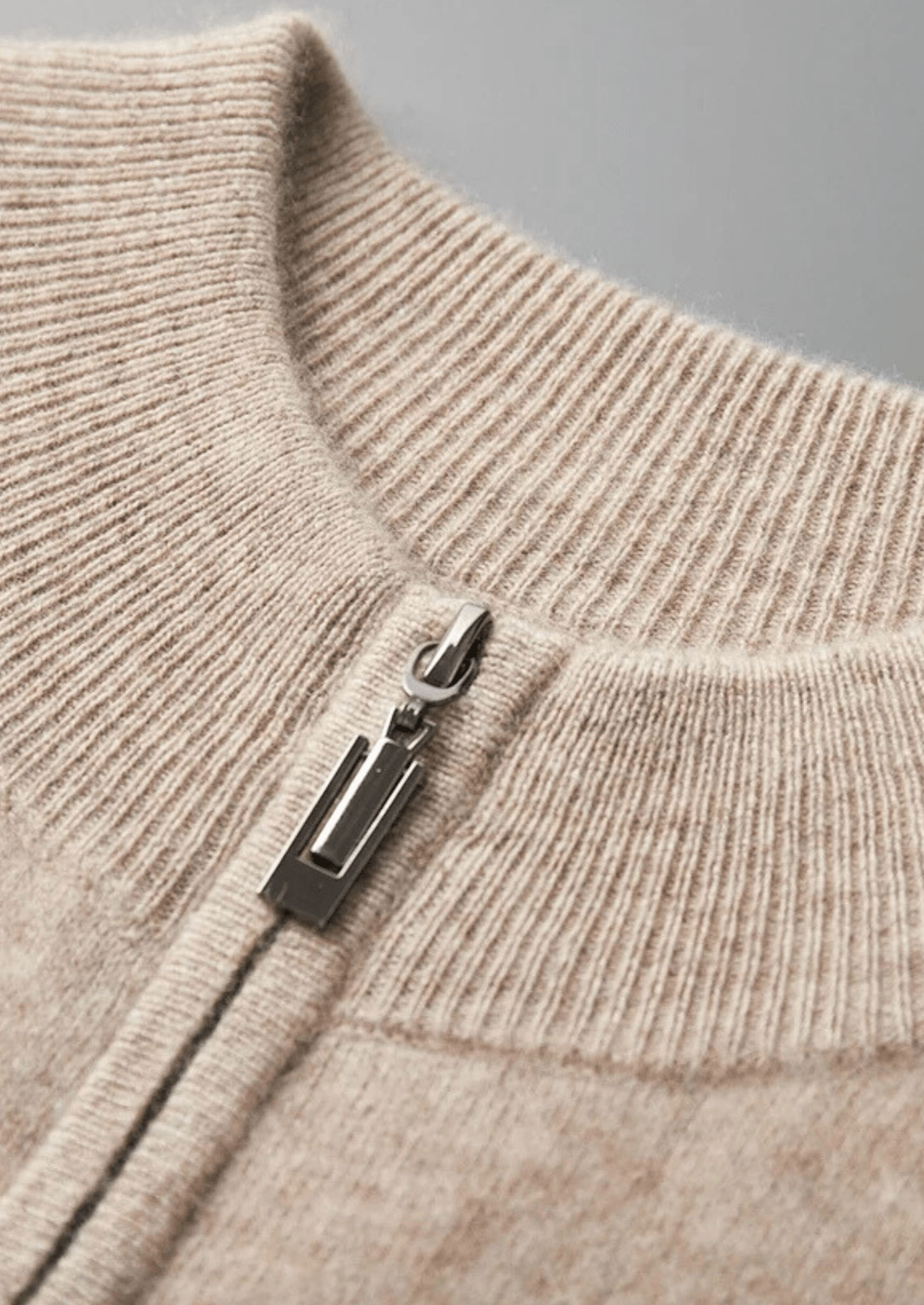 PREMIUM CASHMERE TWO TONE ZIP CARDIGAN - Derada