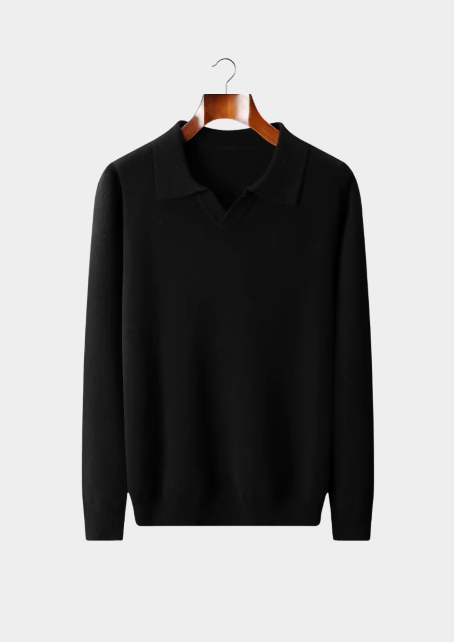 PURE EXTRA - FINE MERINO WOOL RIBBED BUTTONLESS POLO - Derada