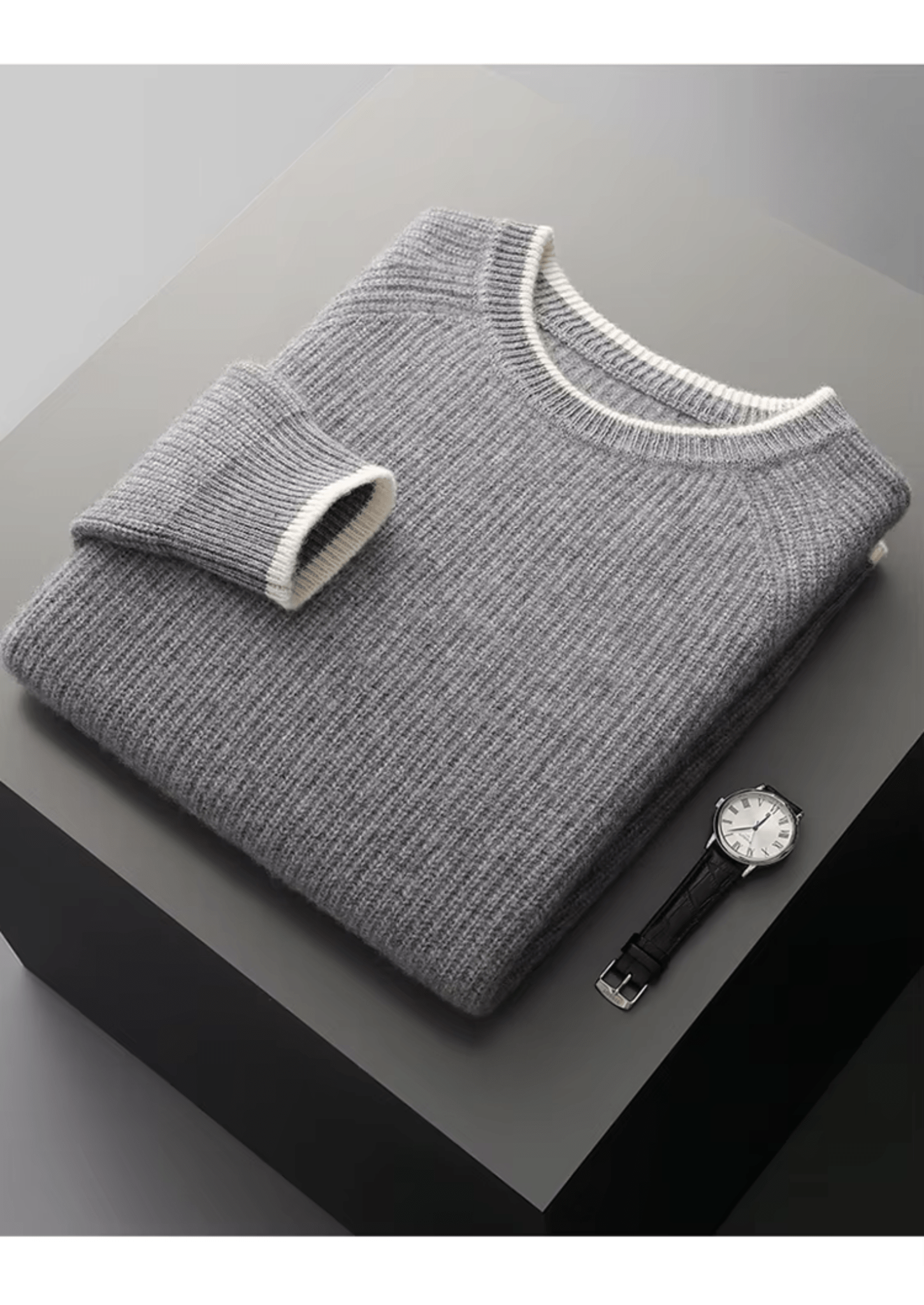 PURE EXTRA - FINE MERINO WOOL TWO TONE CREWNECK - Derada