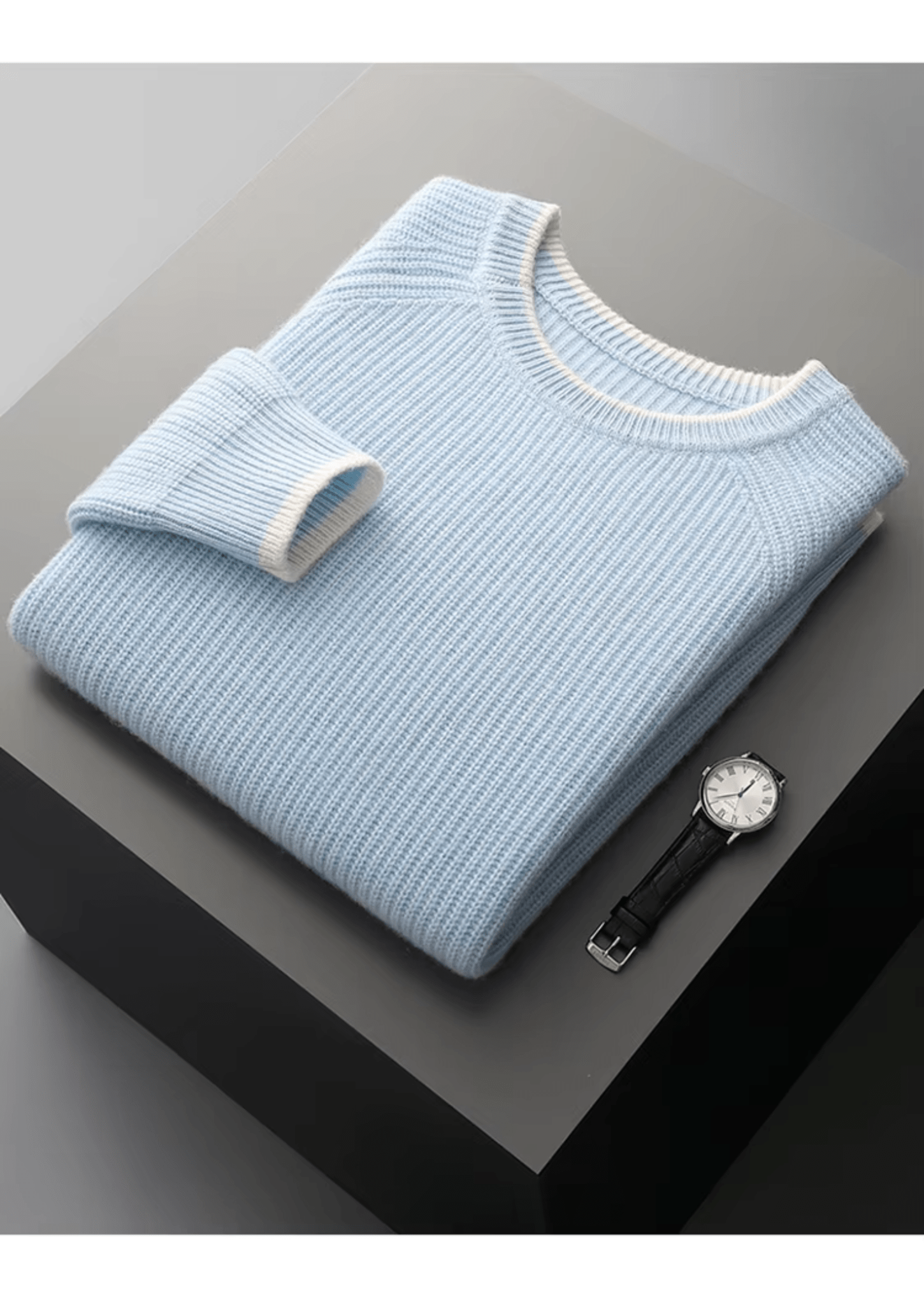 PURE EXTRA - FINE MERINO WOOL TWO TONE CREWNECK - Derada