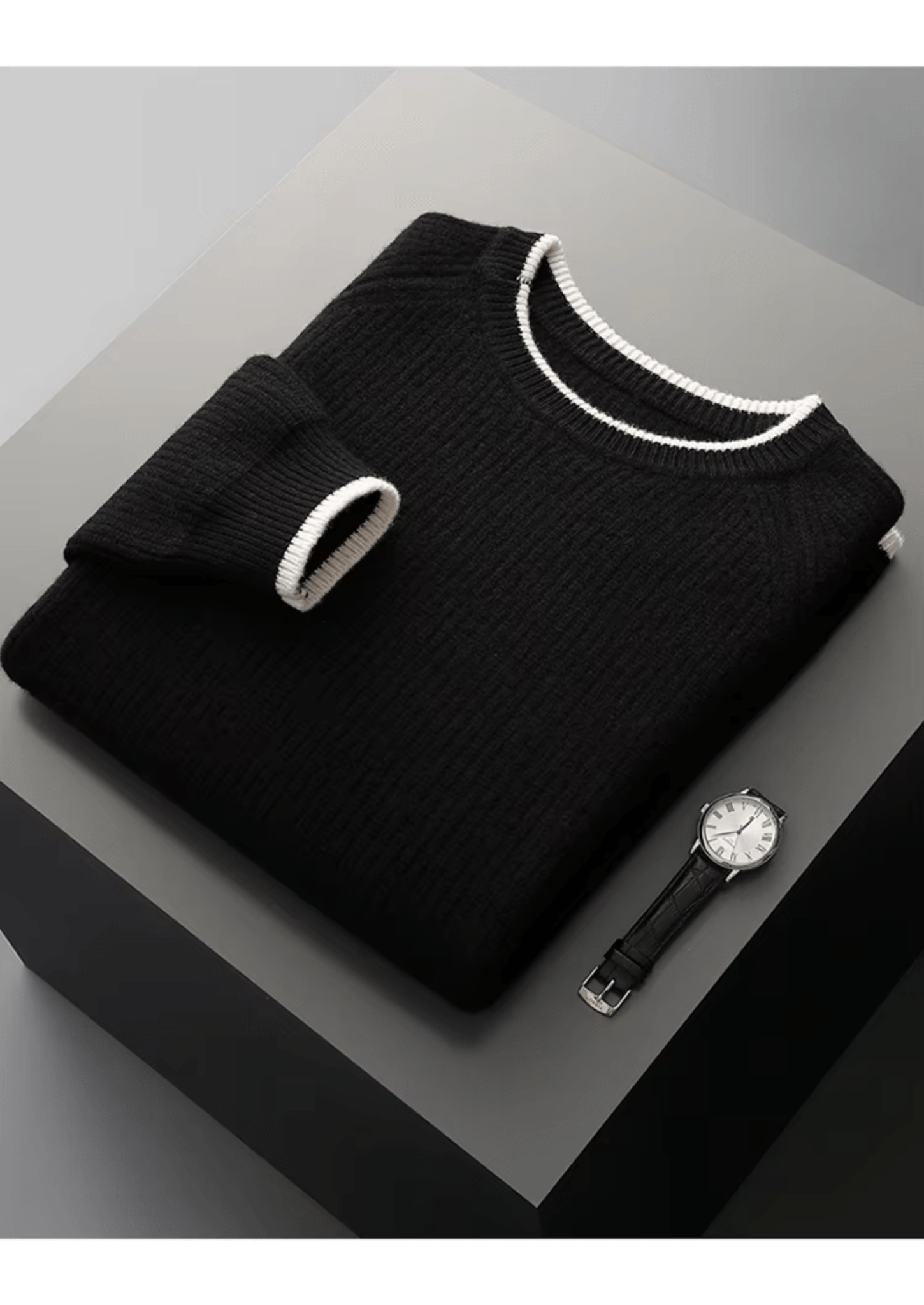 PURE EXTRA - FINE MERINO WOOL TWO TONE CREWNECK - Derada