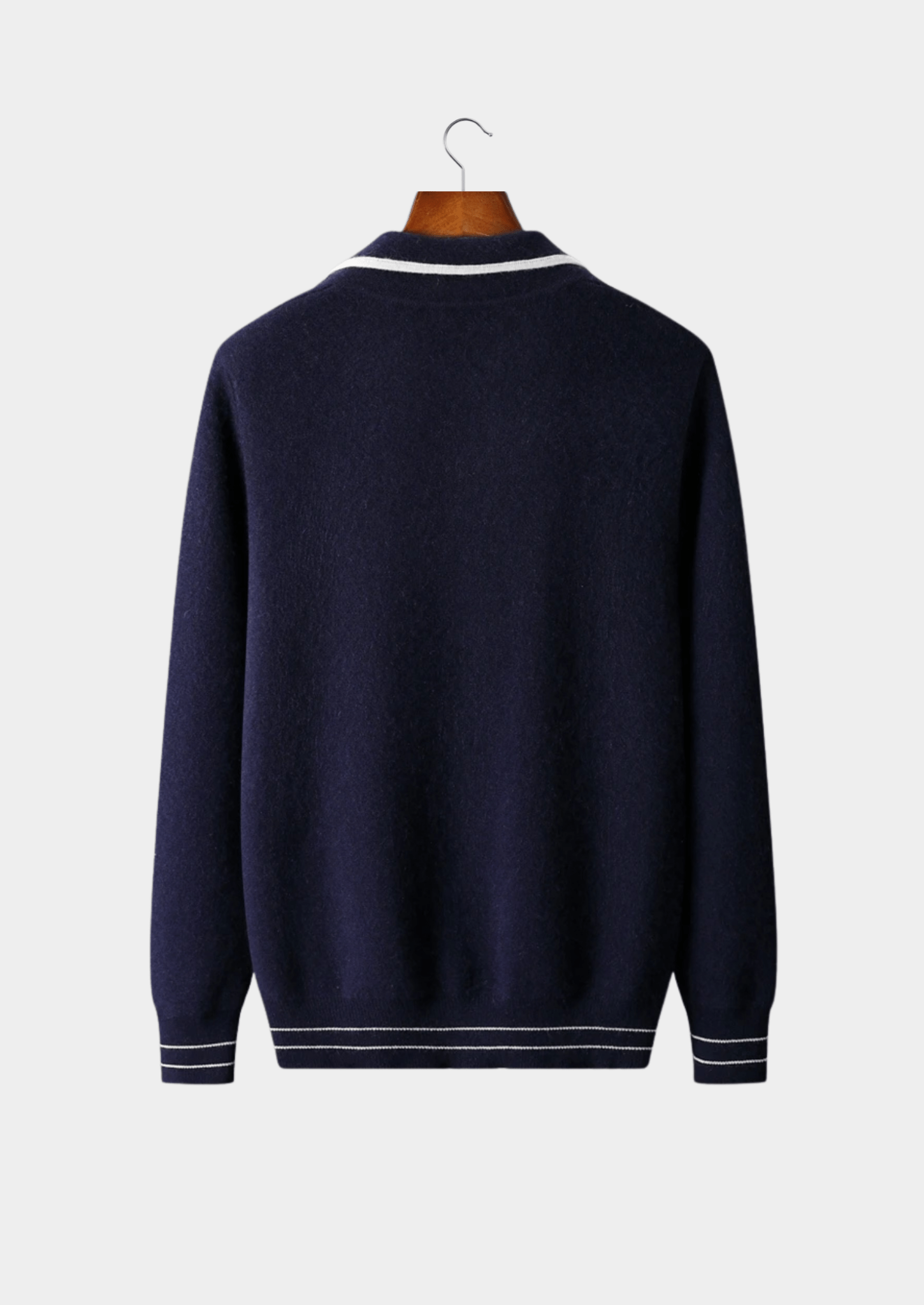 PURE EXTRA - FINE MERINO WOOL TWO - TONE POLO CARDIGAN - Derada