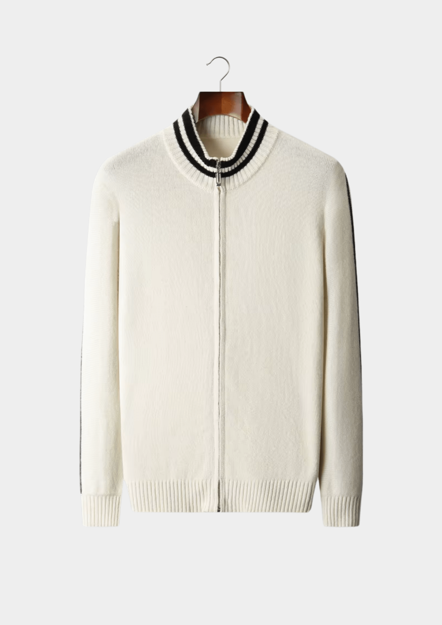 PURE EXTRA - FINE MERINO WOOL TWO TONE ZIP CARDIGAN - Derada
