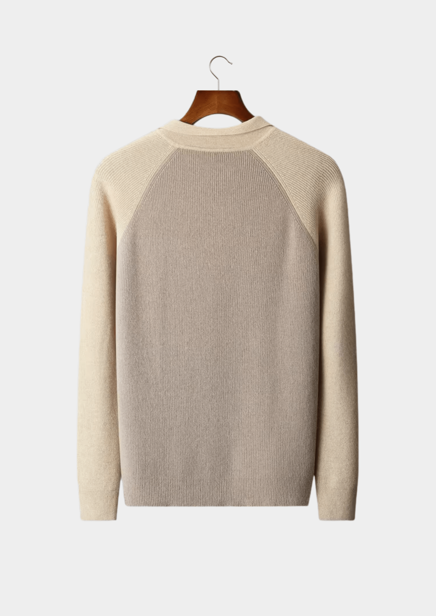 PURE EXTRA - FINE MERINO WOOL TWO TONE ZIPPER SWEATER POLO - Derada